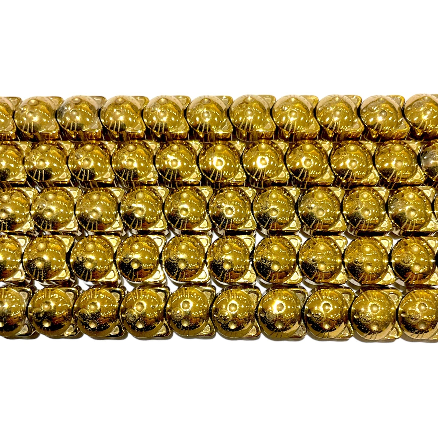 Fil de perle Hématite electroplaquée chat HED-67 dorée - Foliesbijoux