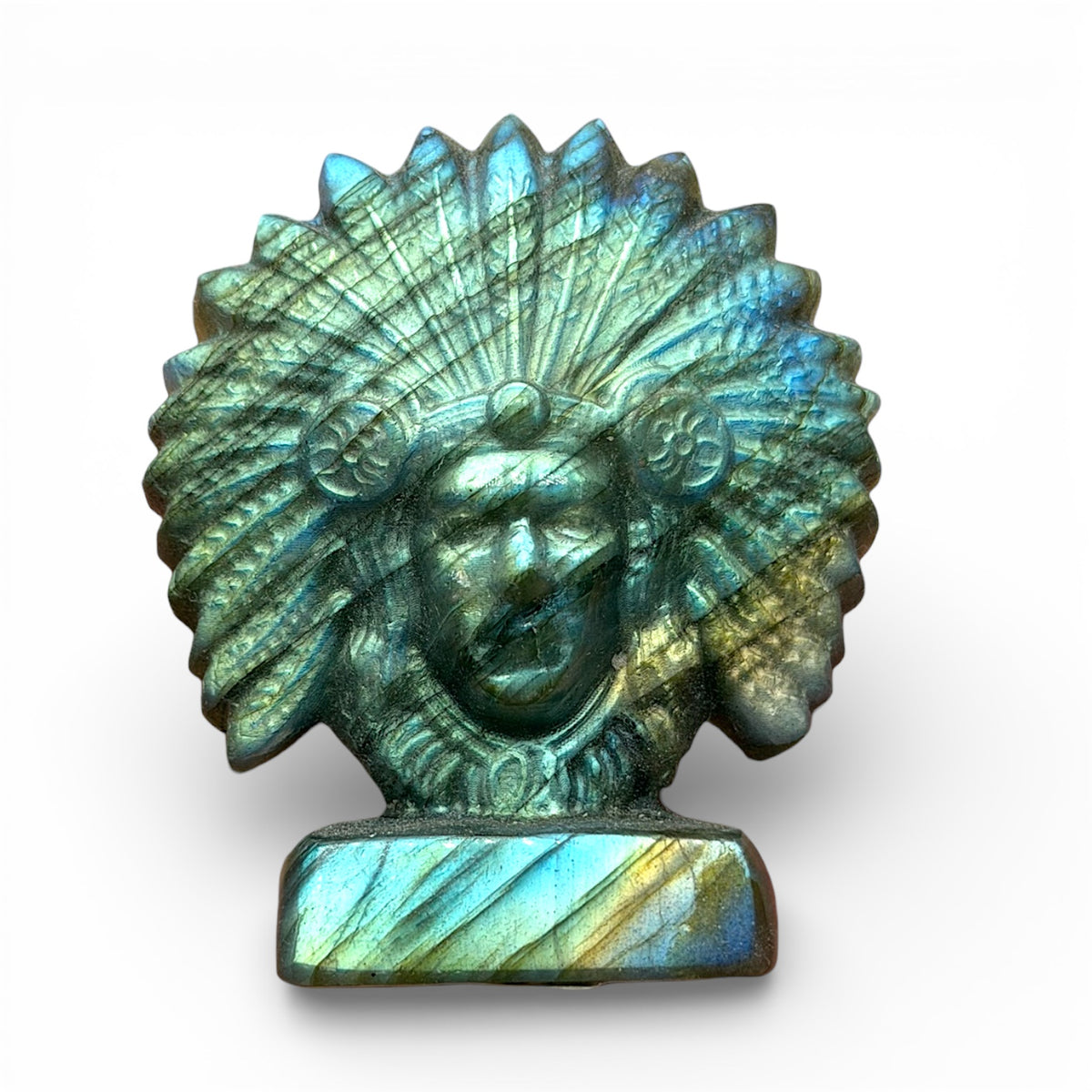 Figurine Buste amérindienne en labradorite AA+ 5x5.5 cm – (modèle unique nº39)