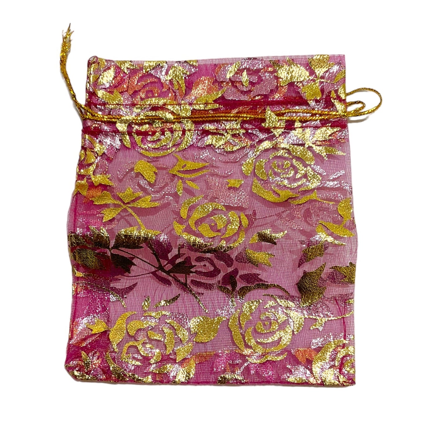 100 pochon organza rose/violet fleur 10 x 12 cm - Foliesbijoux