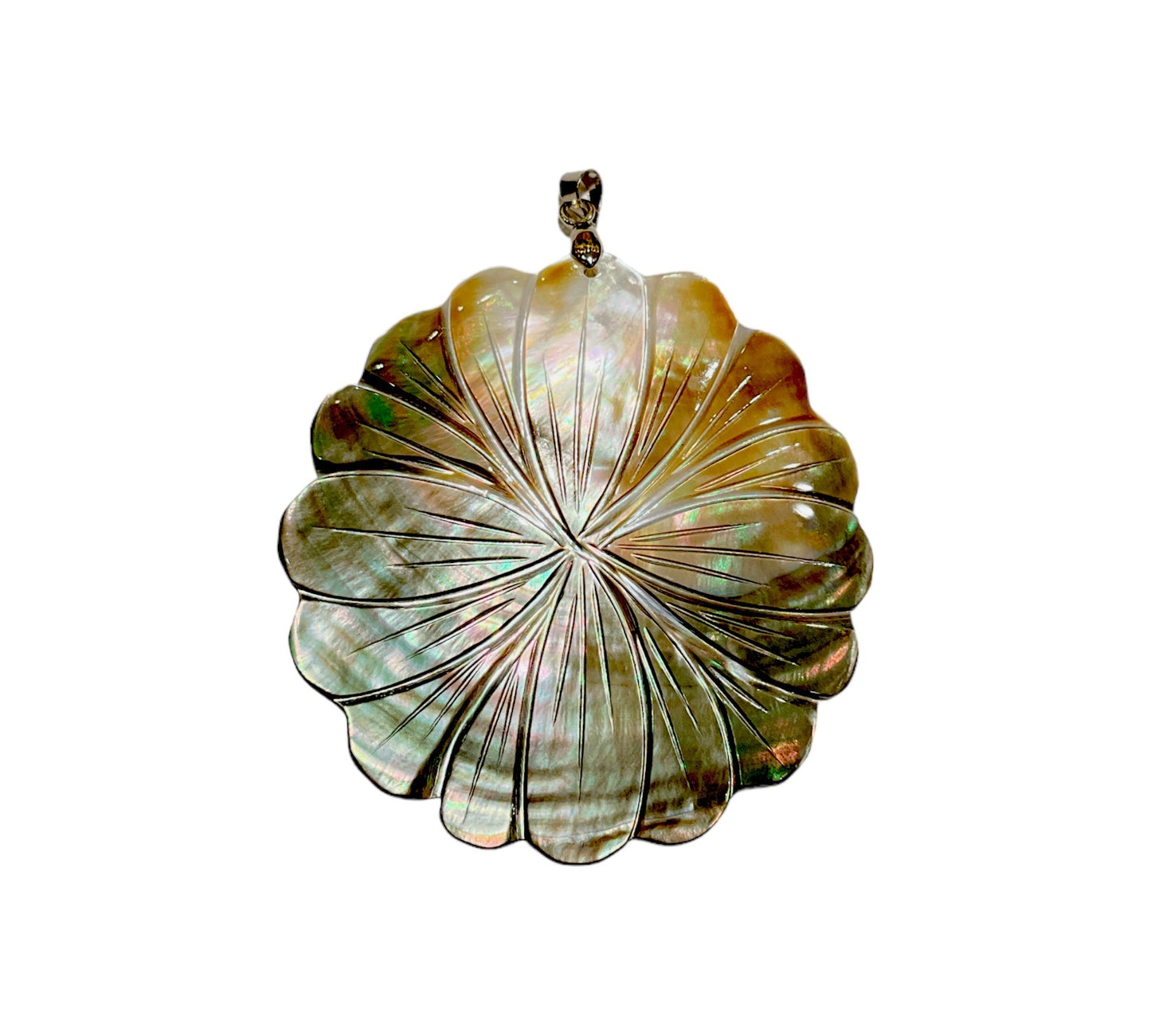 Pendentif fleurs en nacre d’abalone grise - Foliesbijoux