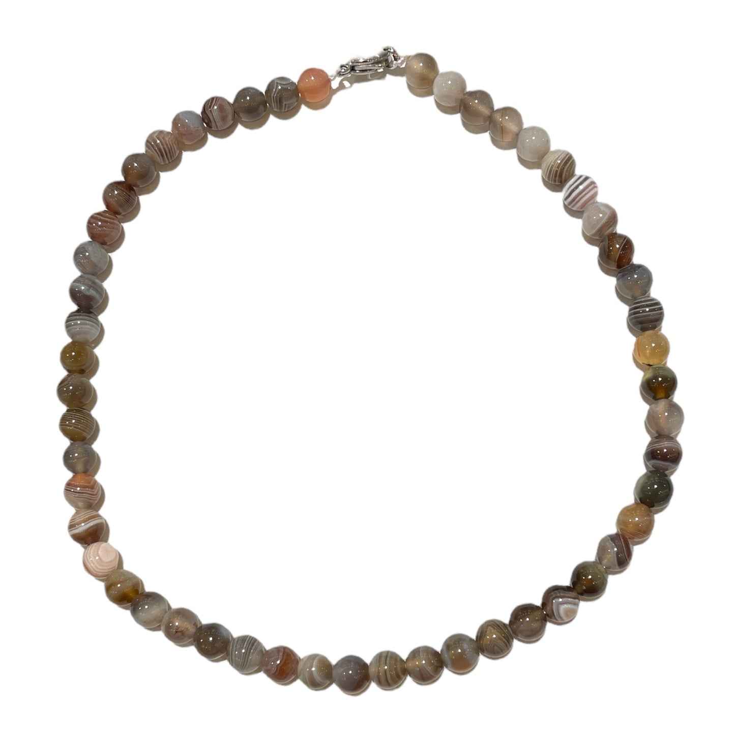 Collier boule Agate Botswana - Foliesbijoux