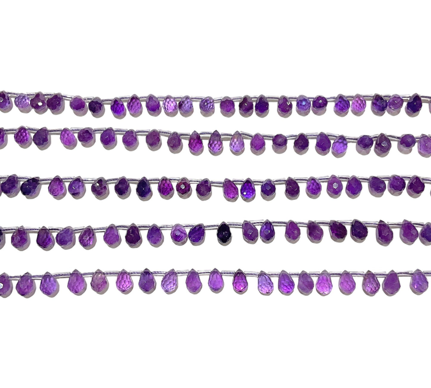 44 petits pendentifs Amethyste goutte facetté - Foliesbijoux
