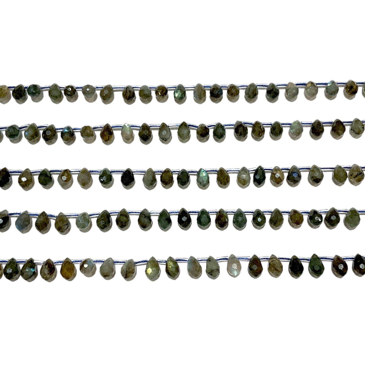 44 petits pendentifs Labradorite goutte facetté 6x9 mm - Foliesbijoux