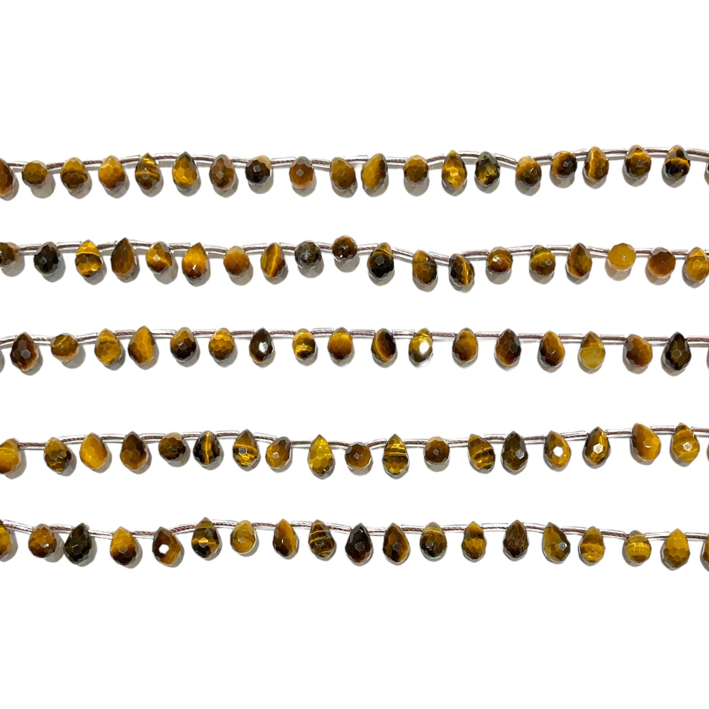 44 petits pendentifs Oeil de tigre goutte facetté - Foliesbijoux