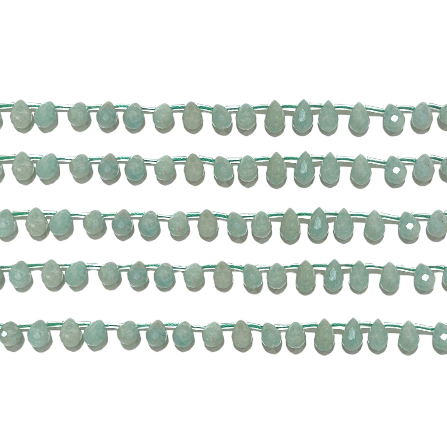 44 petits pendentifs Amazonite goutte facetté 6x9 mm - Foliesbijoux
