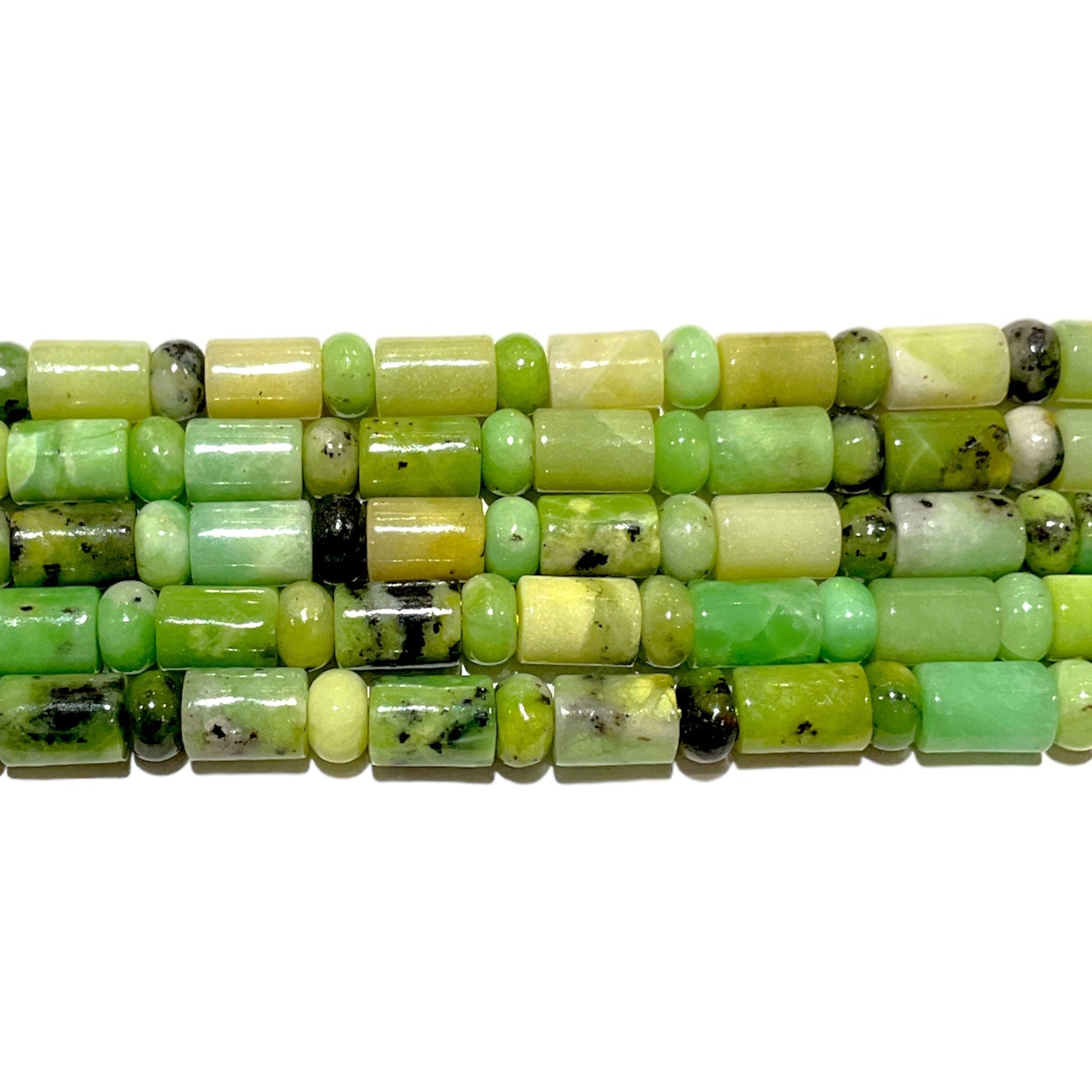 Fil de perles tubes x rondelle Chrysoprase citron - Foliesbijoux