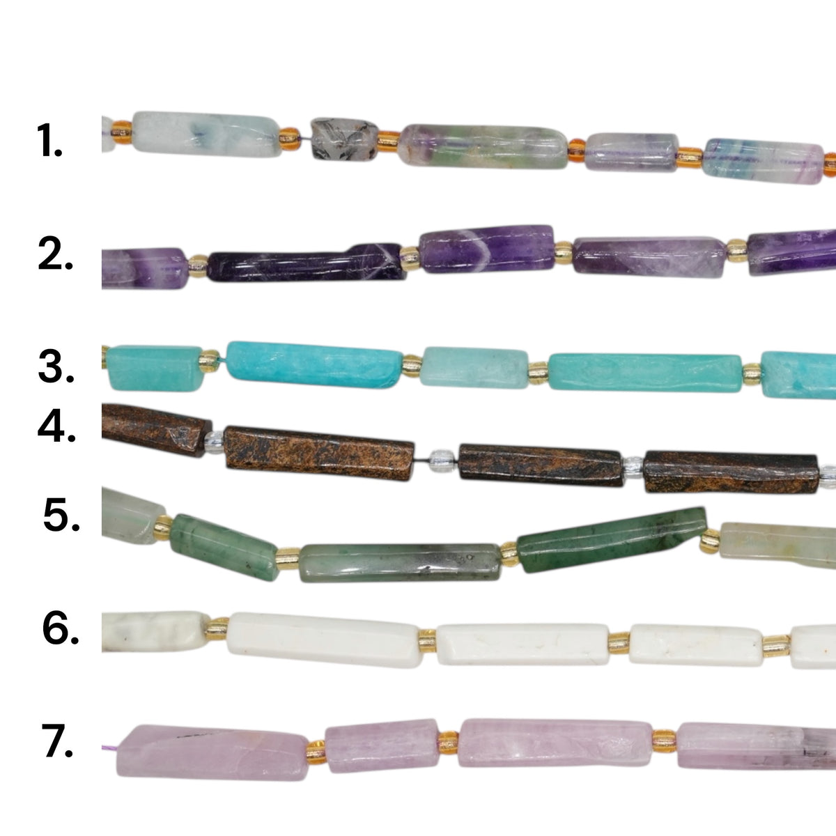 Fil de perle 6x30 mm en pierre naturelle (7 pierres disponible)