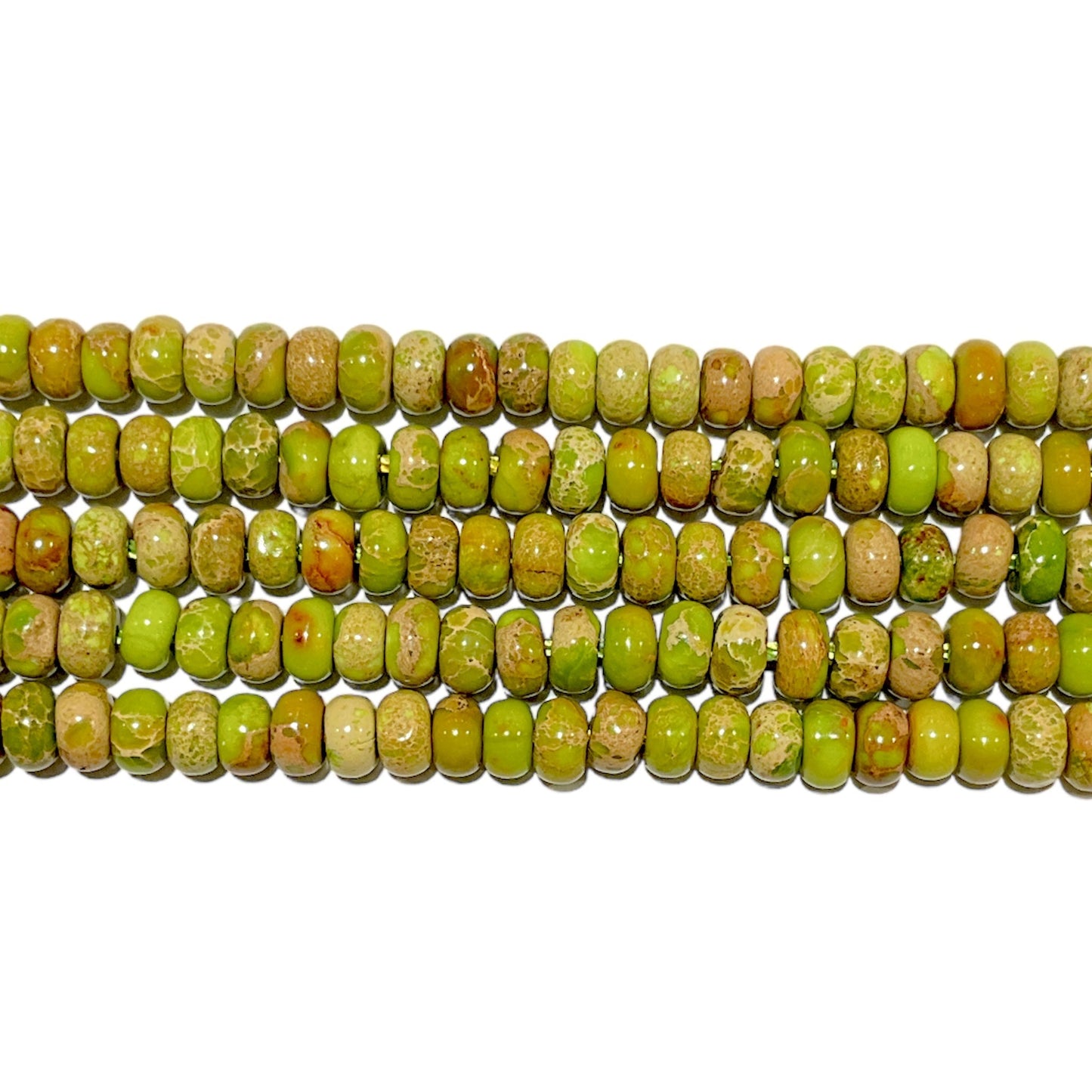Fil de perle rondelle Jaspe impérial vert 2,5 x 4 mm - Foliesbijoux