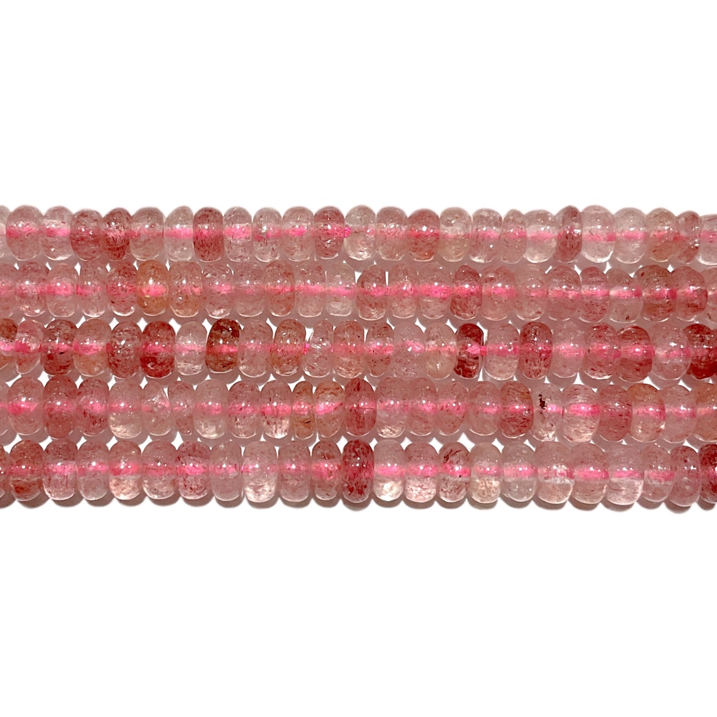 Fil de perle rondelle Quartz fraise 2 x 4 mm - Foliesbijoux