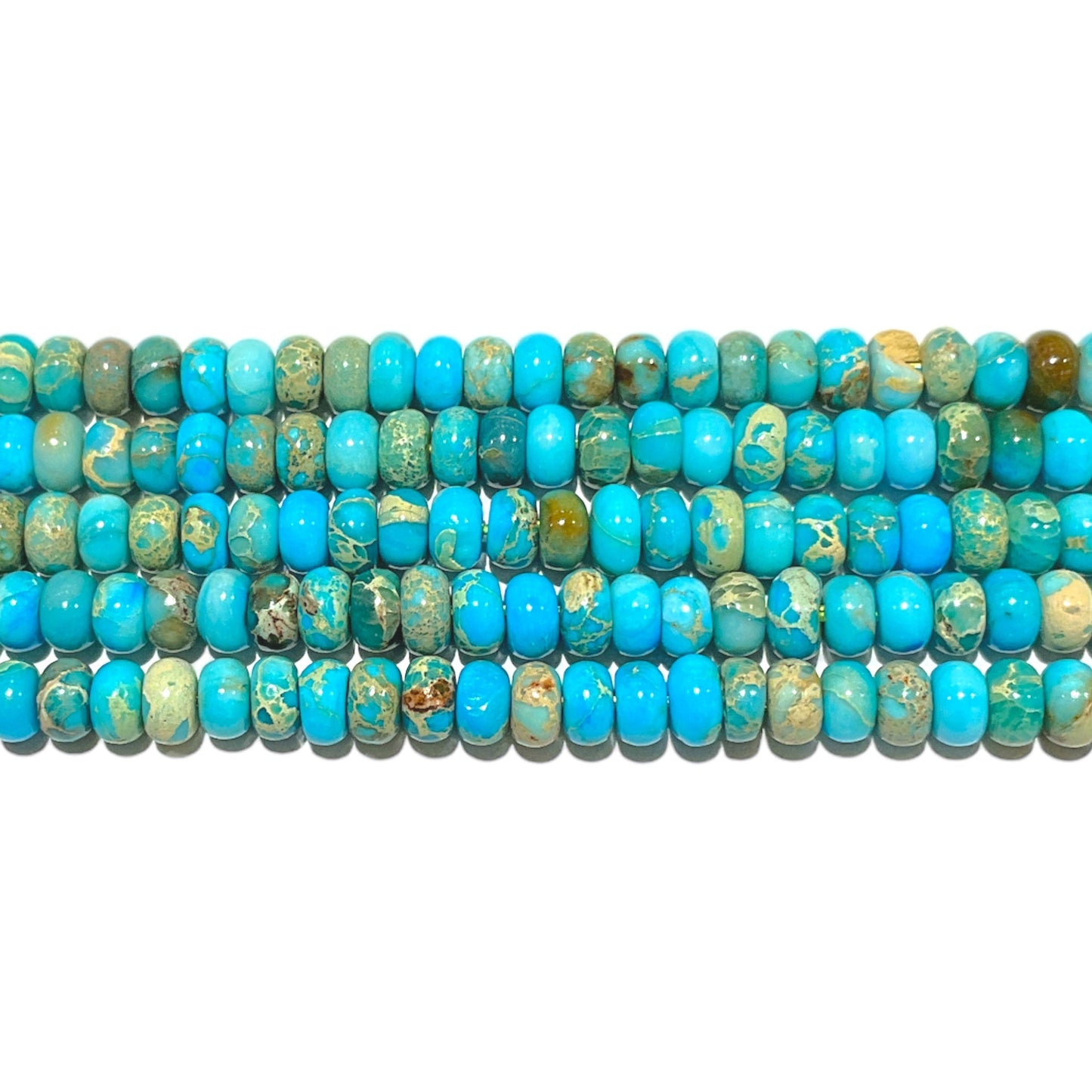 Fil de perle rondelle Jaspe impérial turquoise 2,5 x 4 mm - Foliesbijoux