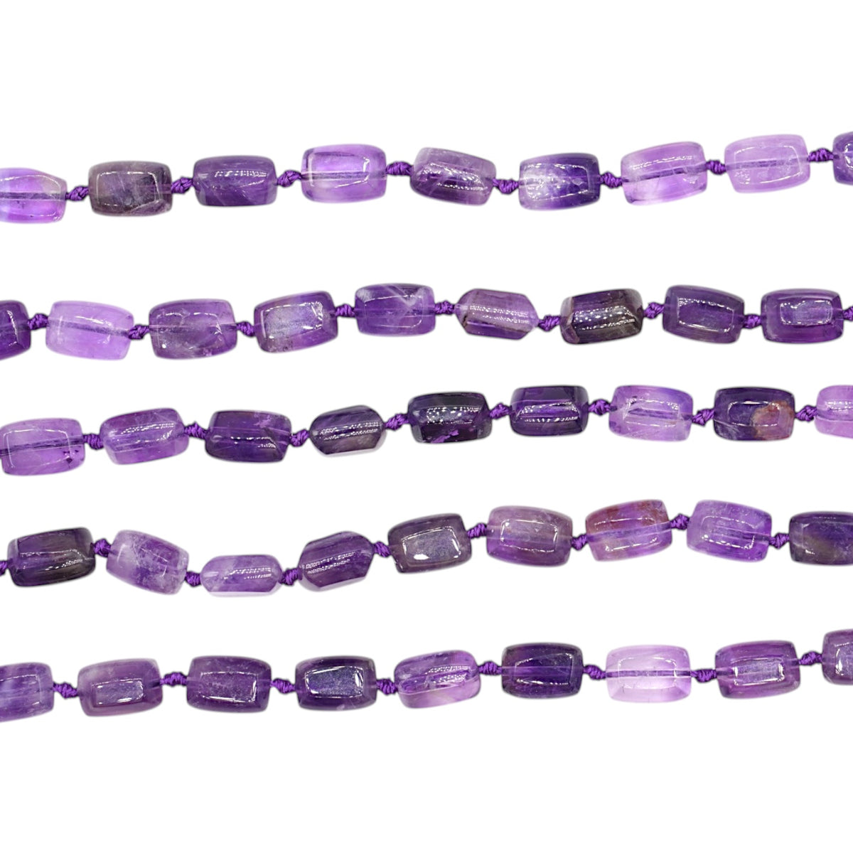 Fil de perle forme rectangle cubique 8x5 mm Amethyste