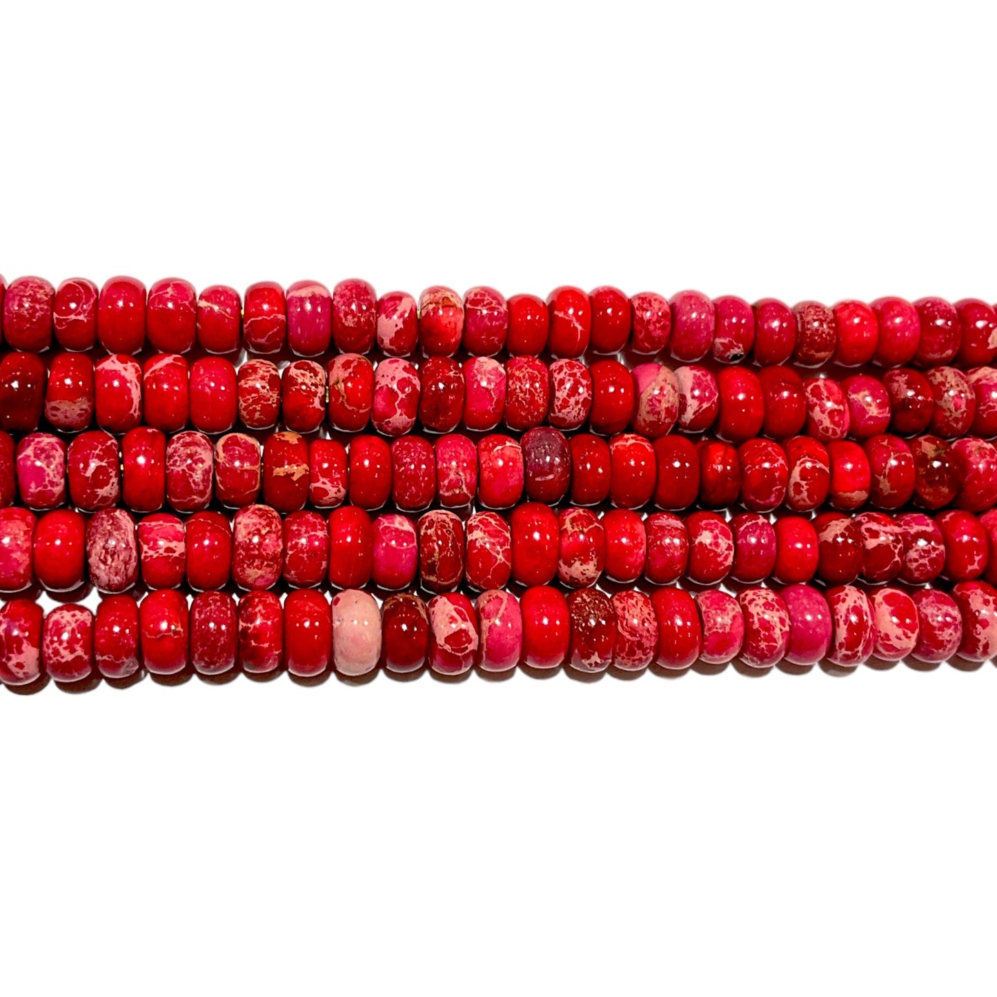 Fil de perle rondelle Jaspe impérial rouge 2,5 x 4 mm - Foliesbijoux