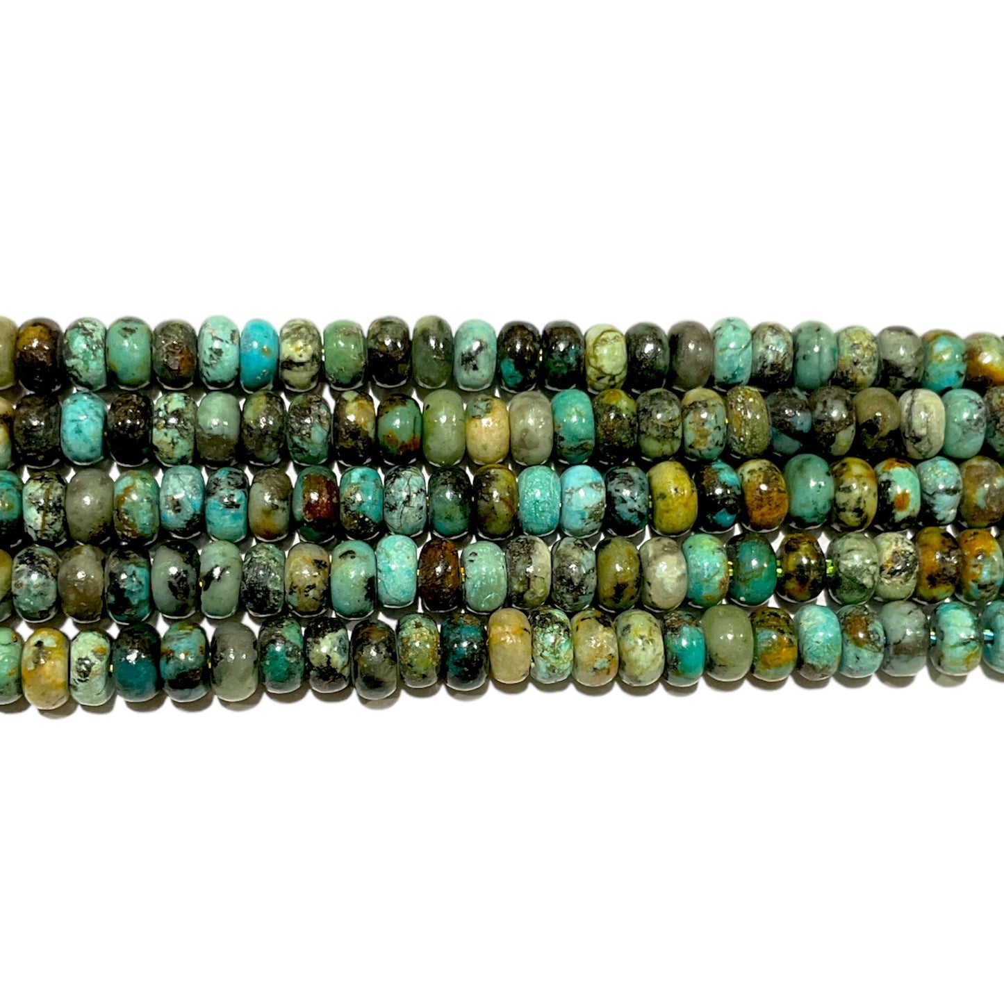 Fil de perle rondelle Turquoise d’Afrique 2,5 x 4 mm - Foliesbijoux