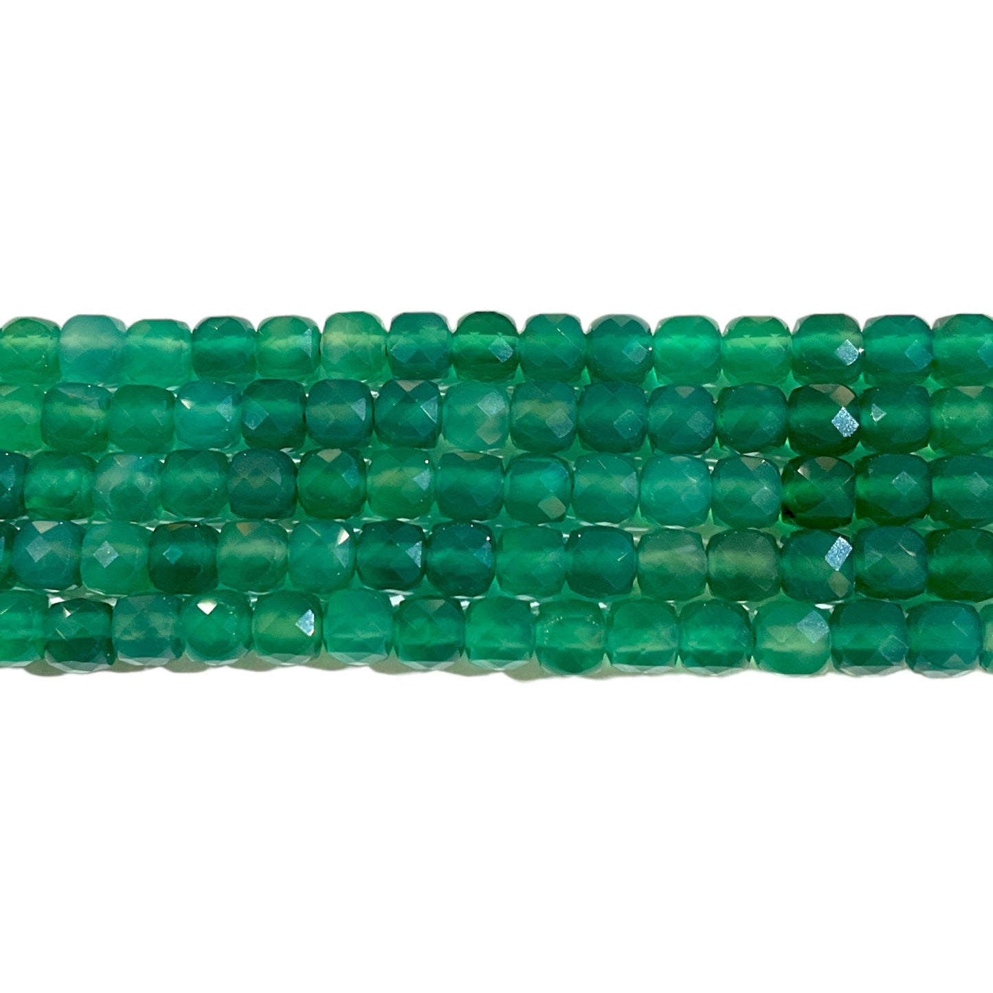 Fil d'Agate verte carré facetté 4x4 mm - Foliesbijoux