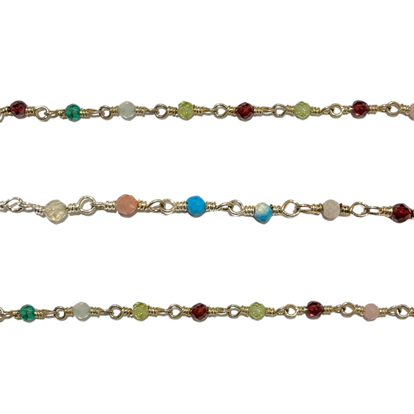 Chaîne au mètre multi pierre laiton argenté 2 mm - Foliesbijoux