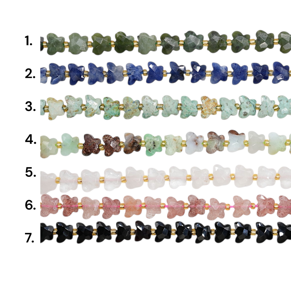 Butterfly-shaped bead strand 8x10 (7 stones available)
