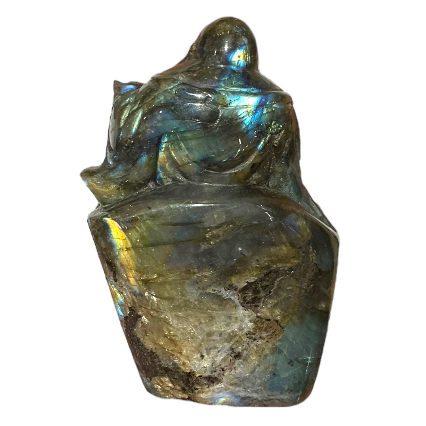 Figurine Bouddha en Labradorite pièce unique 8x5,5x3cm numéro B5 - Foliesbijoux