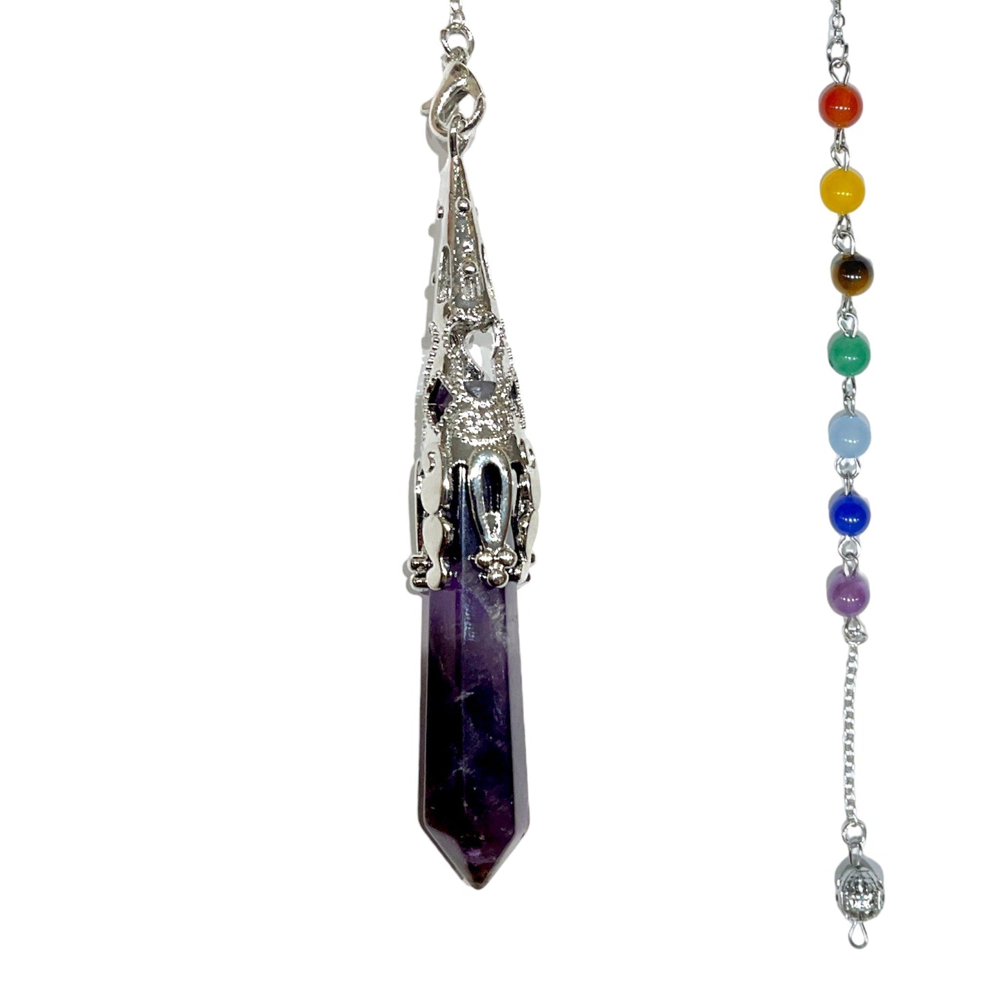 Pendule pointe 7 Chakras Améthyste - Foliesbijoux