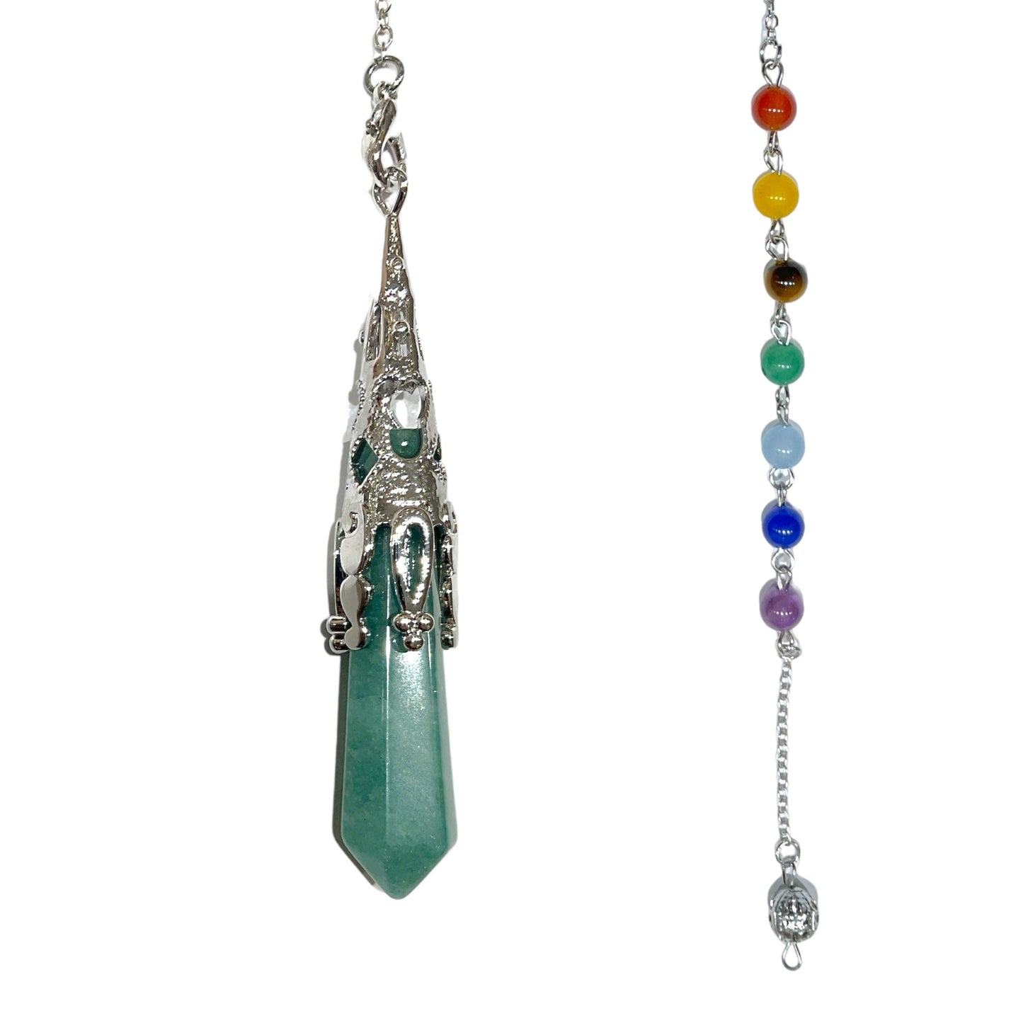 Pendule pointe 7 Chakras Aventurine verte - Foliesbijoux