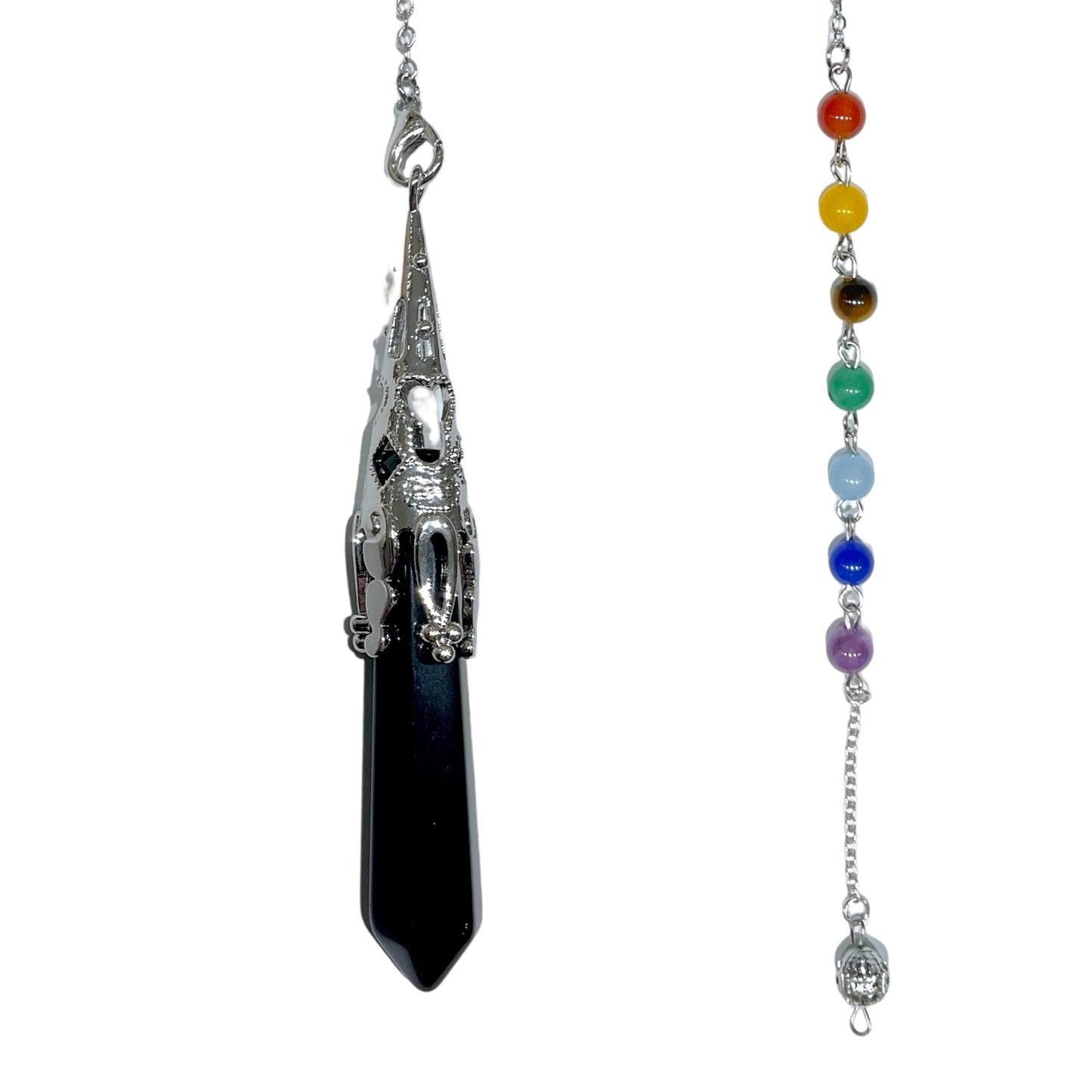 Pendule pointe 7 Chakras Onyx noir - Foliesbijoux
