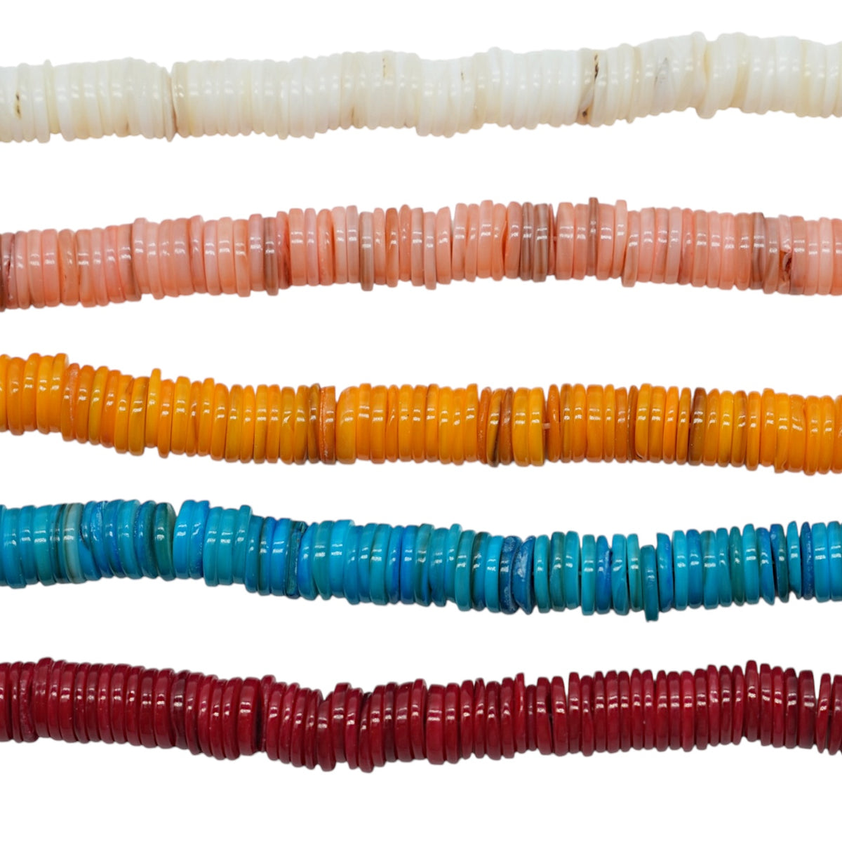 Fil de perle rondelles de 40 cm Nacre chauffée 2x10 mm (5 coloris disponible)