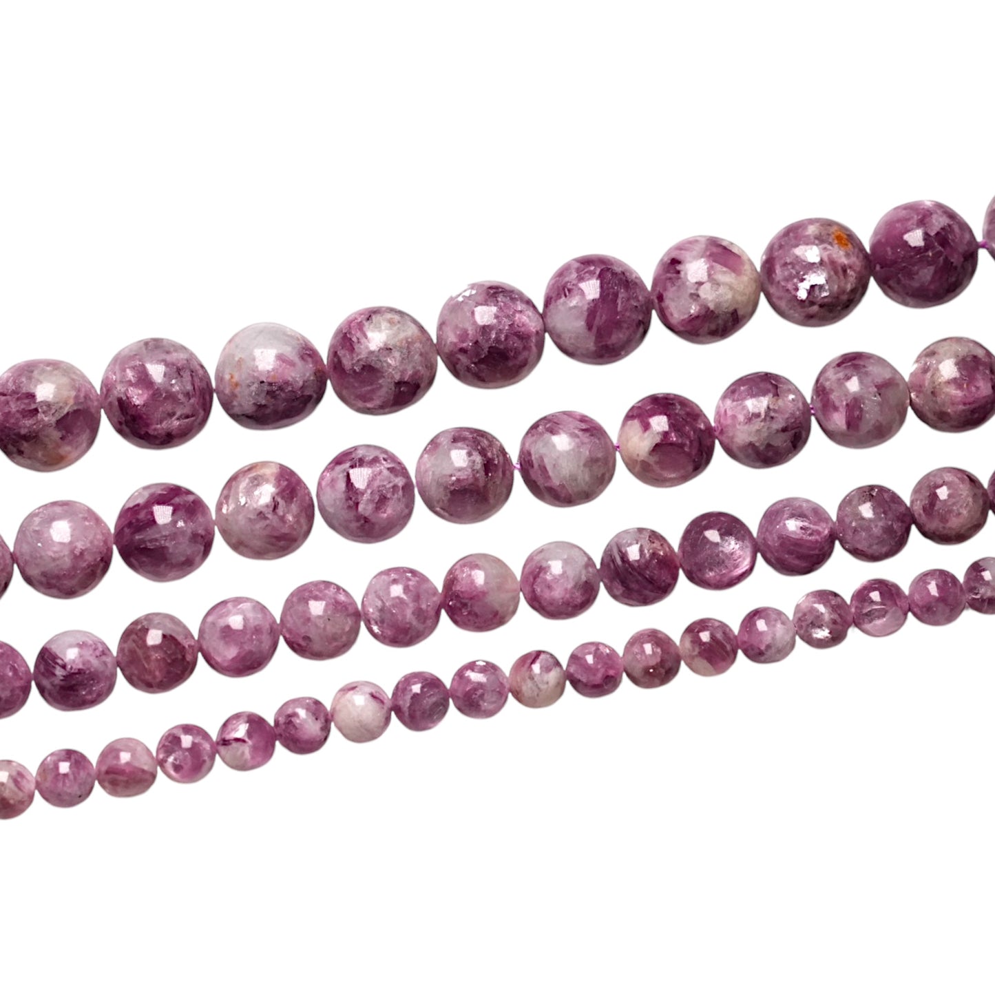 Fil de perle Lepidolite violette claire avec inclusion A - Foliesbijoux