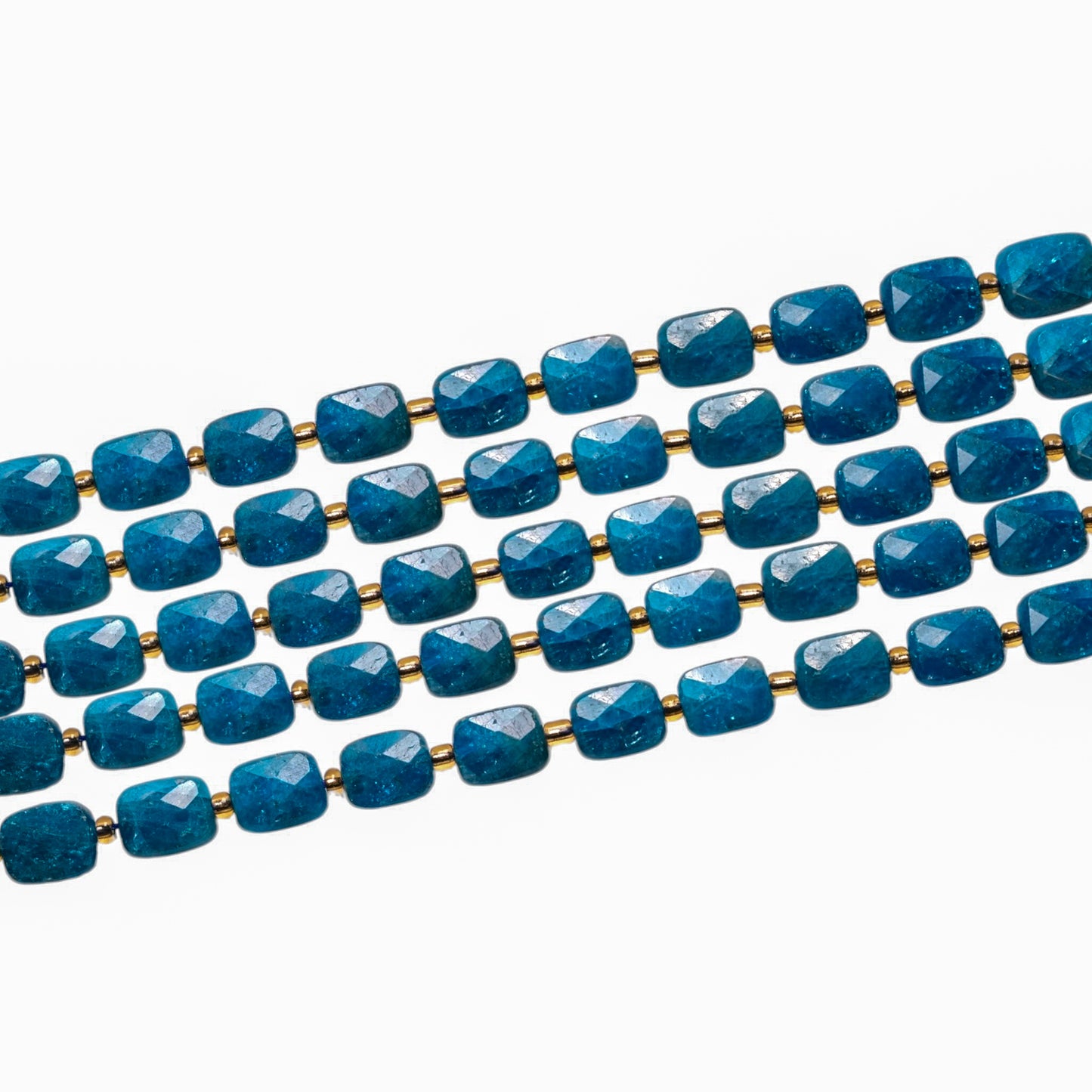 Fil de 32 Apatite bleue rectangulaire 8x10 mm - Foliesbijoux