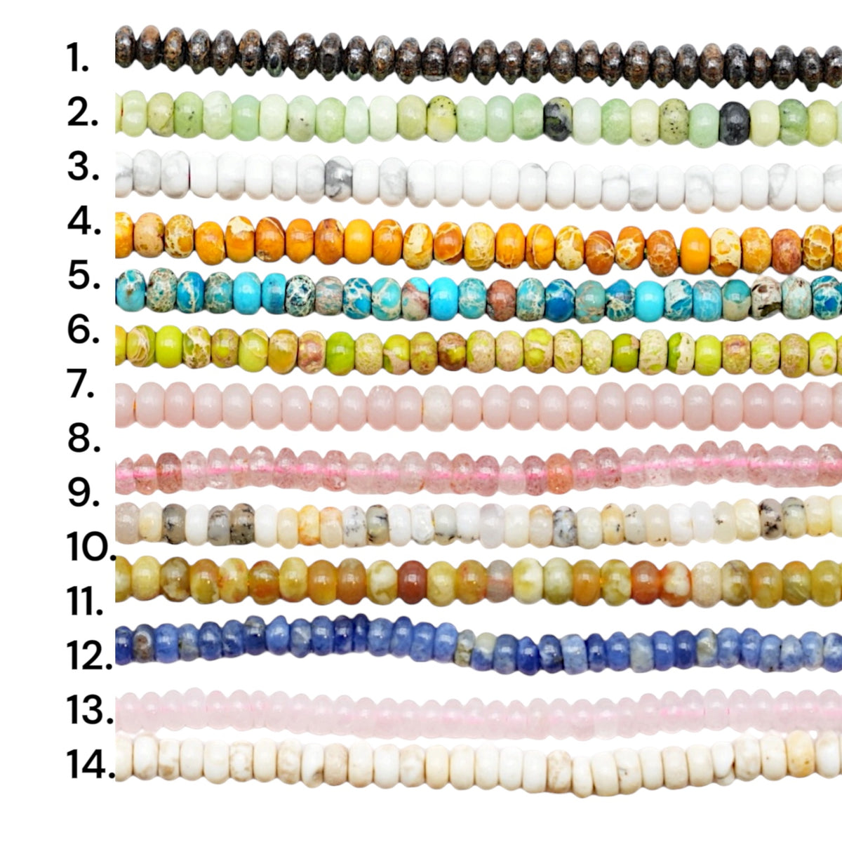 Fil de perles rondelles 2,5x4 mm (14 pierres disponibles)