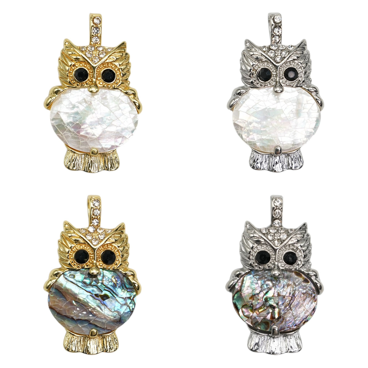 Pendentif petit hibou 2.5 x 4 cm nacre/ormeau