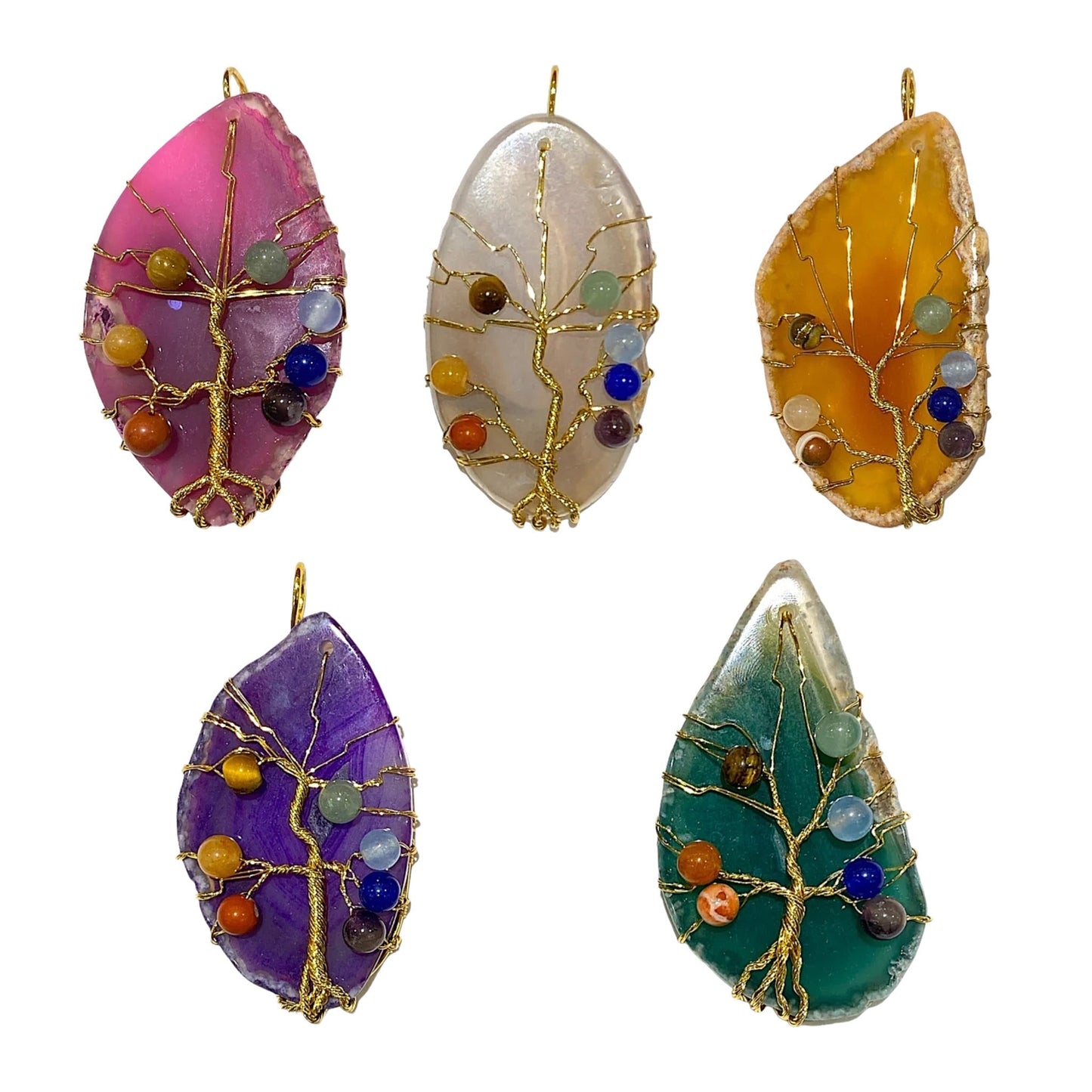 Pendentif Agate chauffée laiton Argenté & doré - Foliesbijoux