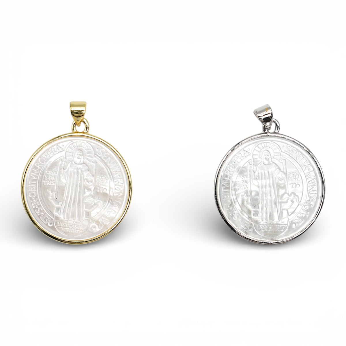 2.5 cm Mother of Pearl St. Benedict Medal Pendant