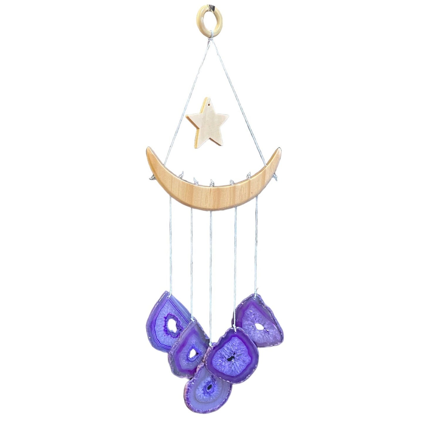 Carillon lune en agate violette - Foliesbijoux