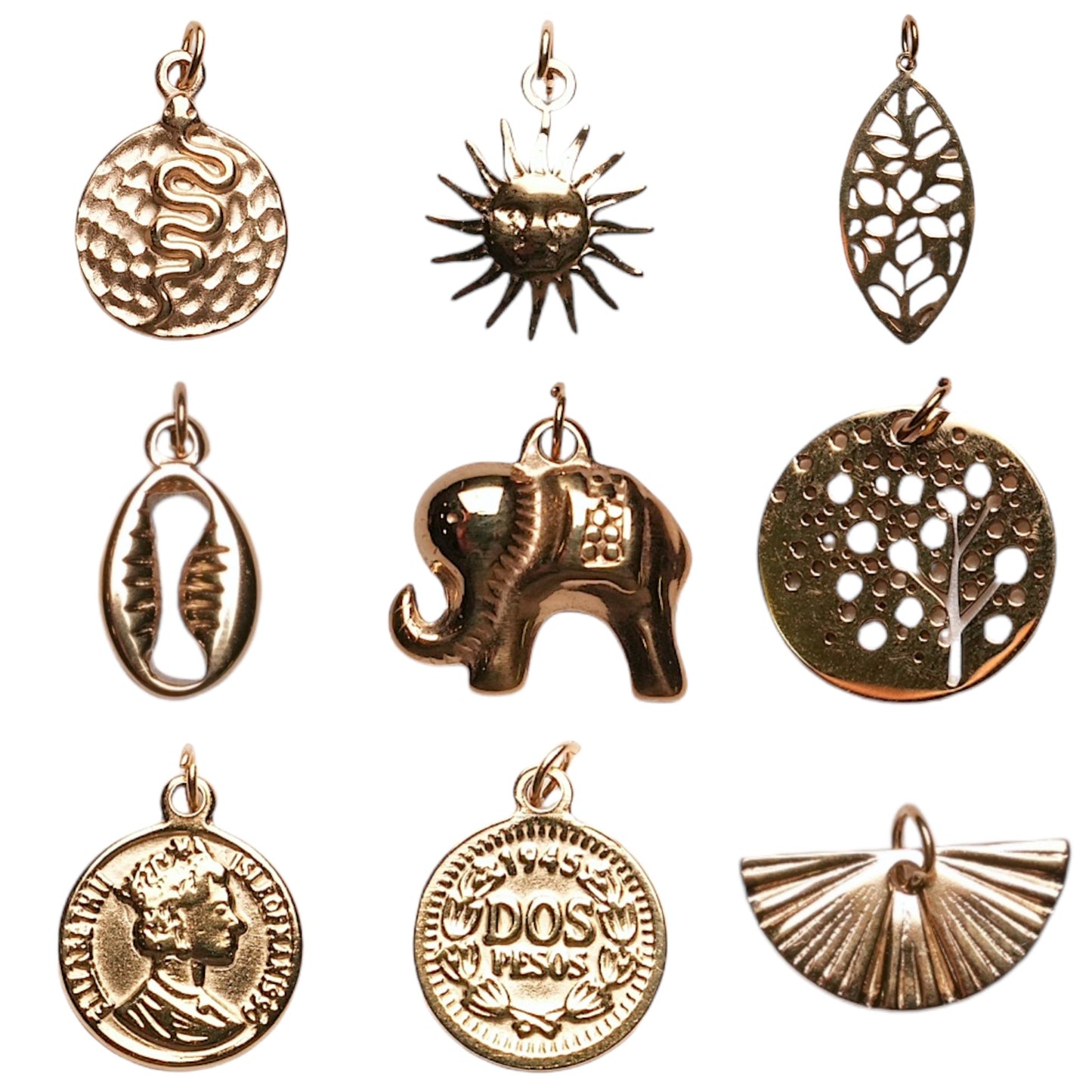 5 Breloques/Pendentifs en acier inoxydable dorée (9 modèles disponible) - Foliesbijoux