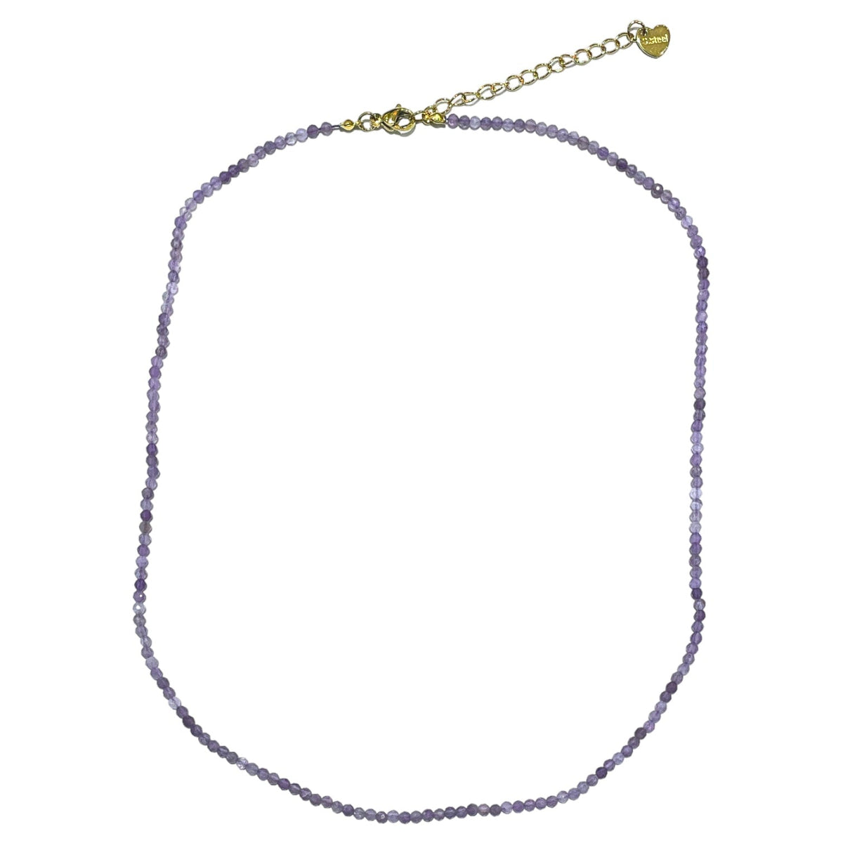 Collier Améthyste 2-3mm acier inoxydable doré/argenté (référence 1) - Foliesbijoux