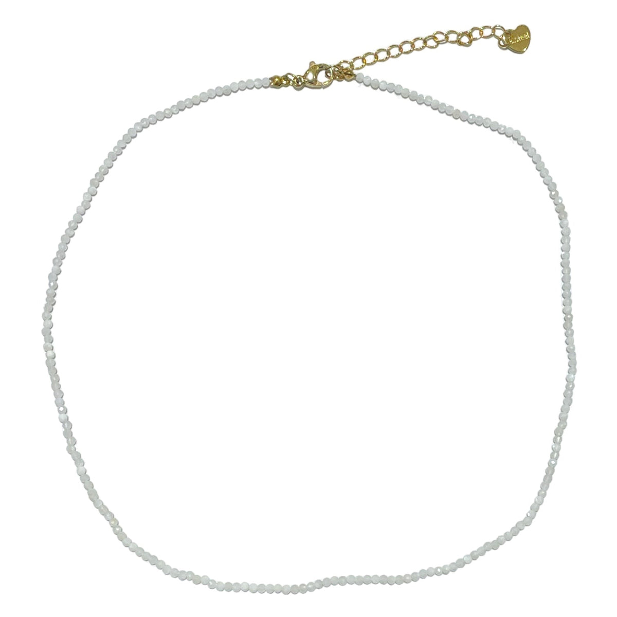 Collier pierre de lune bleutée 2-3mm acier inoxydable doré/argenté (référence 23) - Foliesbijoux