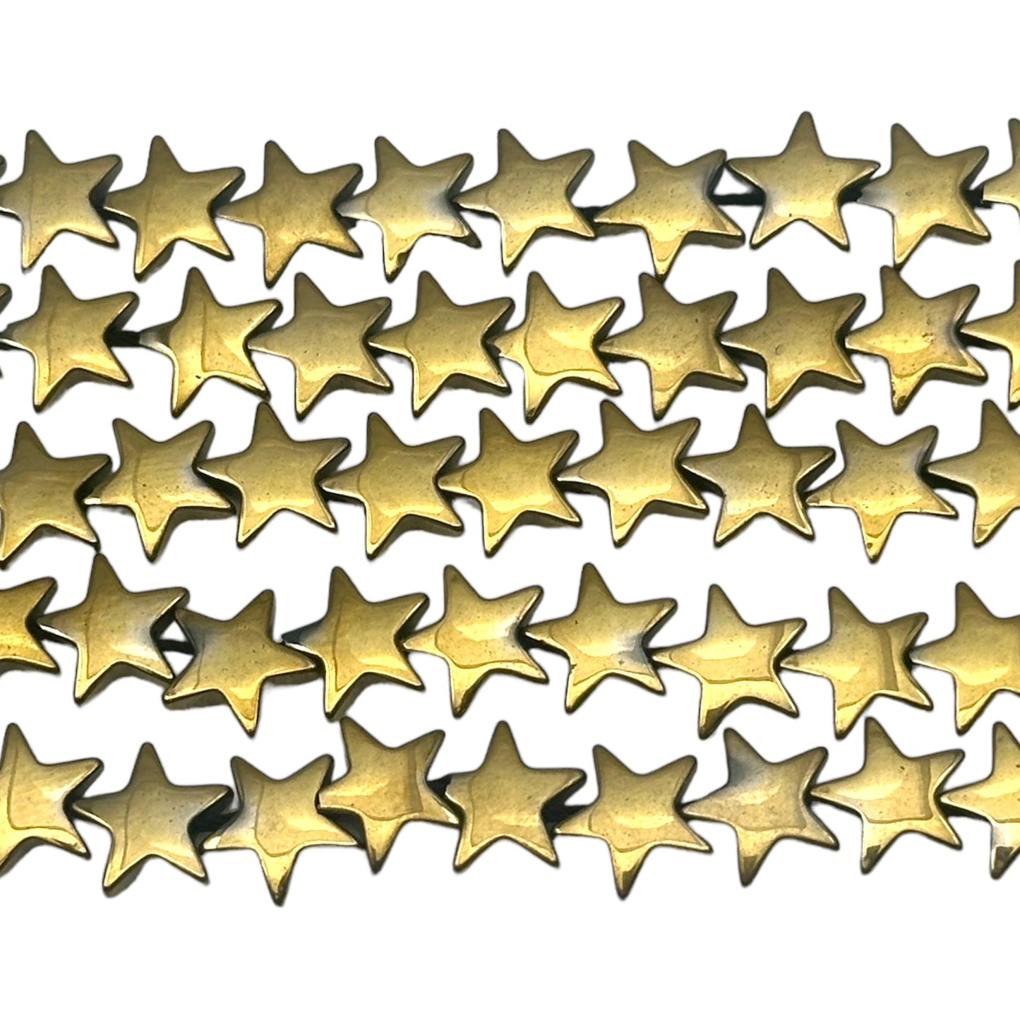 Fil de perle Hématite electroplaquée doré/bronze etoile bombée HED-112 - Foliesbijoux