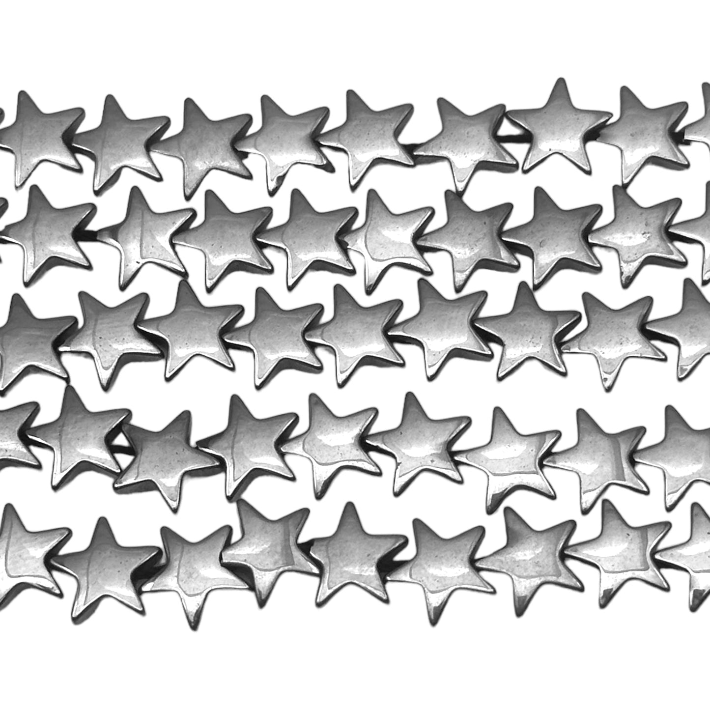 Fil de perle Hématite electroplaquée argenté claire etoile bombé HEA-112 - Foliesbijoux