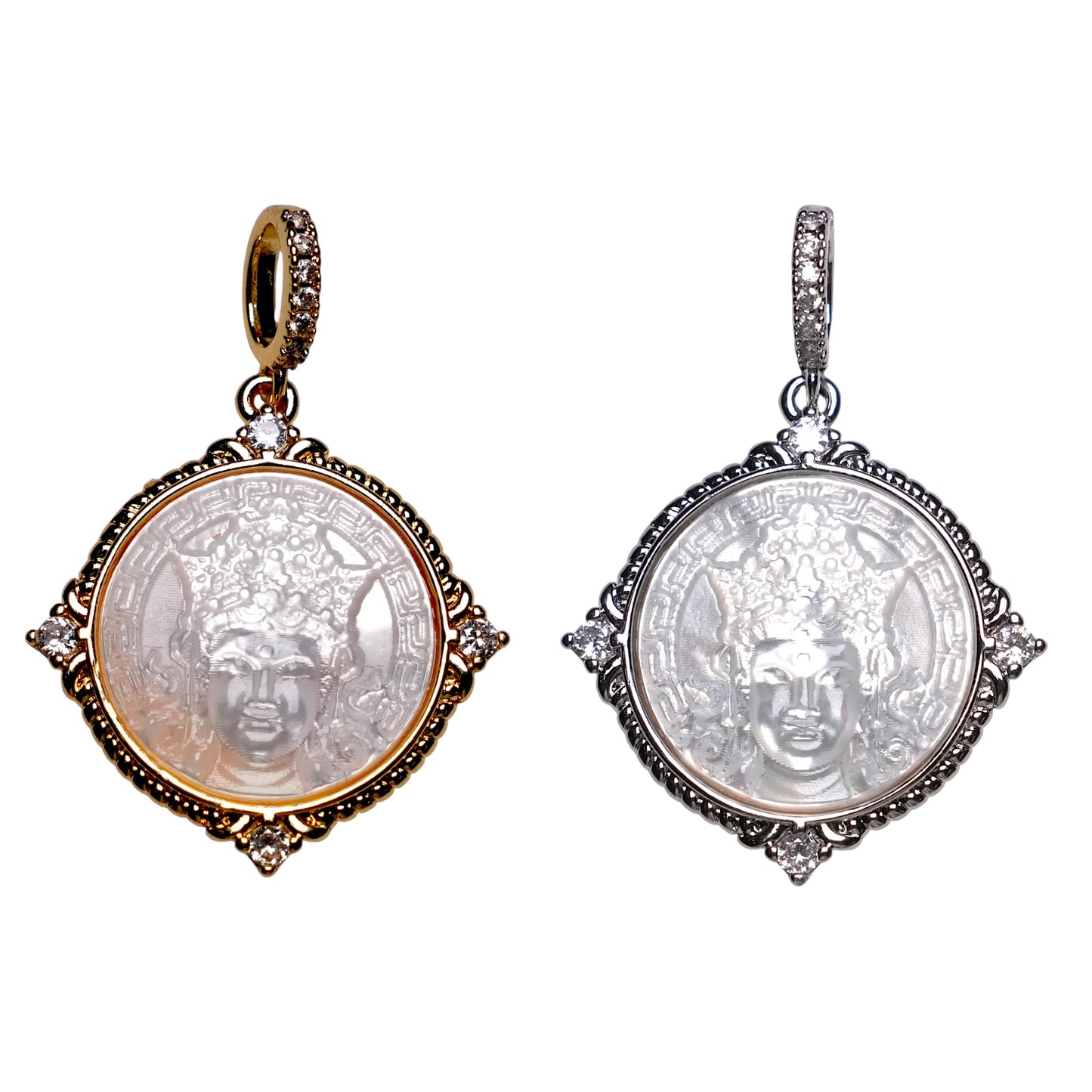 Pendentif Bouddha en Nacre & strass - Foliesbijoux