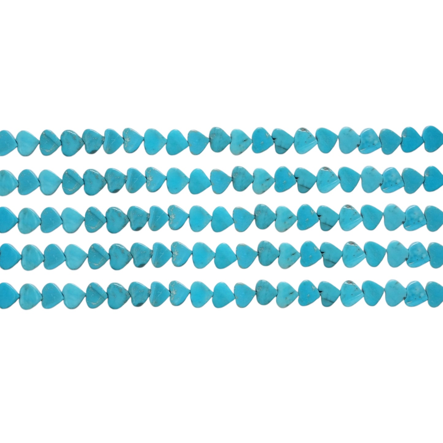 Fil Turquoise de Chine forme coeur 6 mm - Foliesbijoux