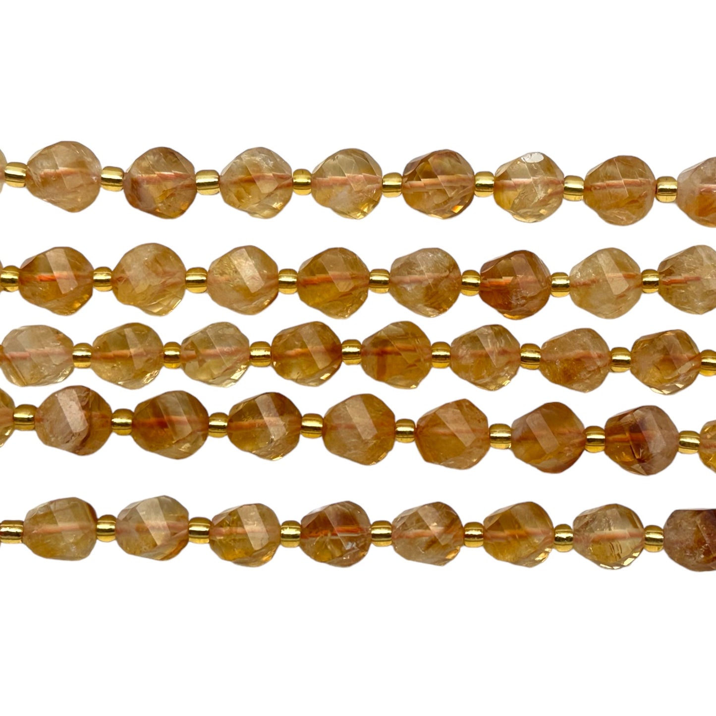 Fil Citrine chauffée A boule facetté 8 mm - Foliesbijoux