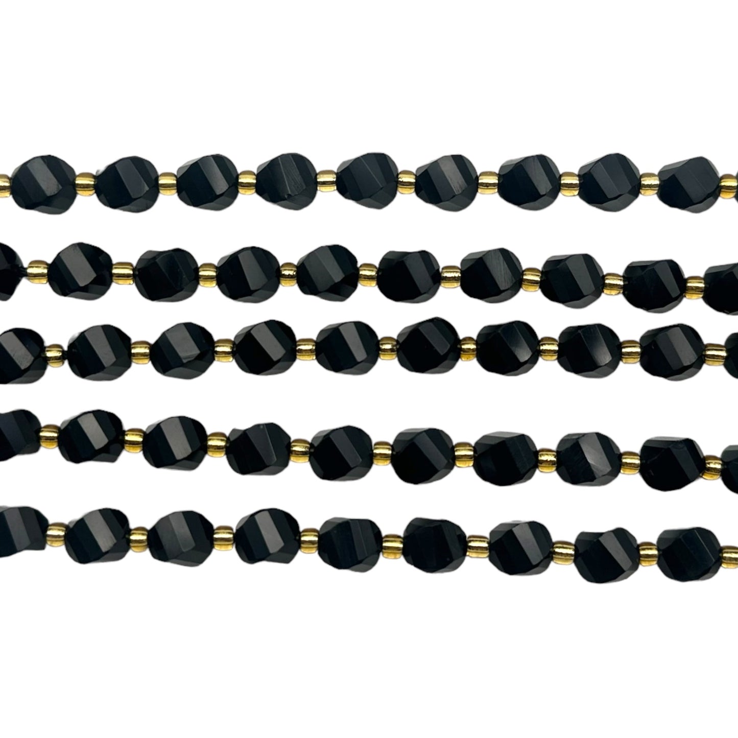Fil Onyx noir boule facetté 8 mm - Foliesbijoux
