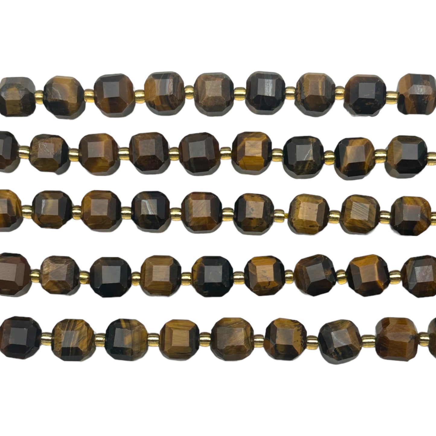 Fil Oeil de tigre cube facetté 8x8 mm - Foliesbijoux