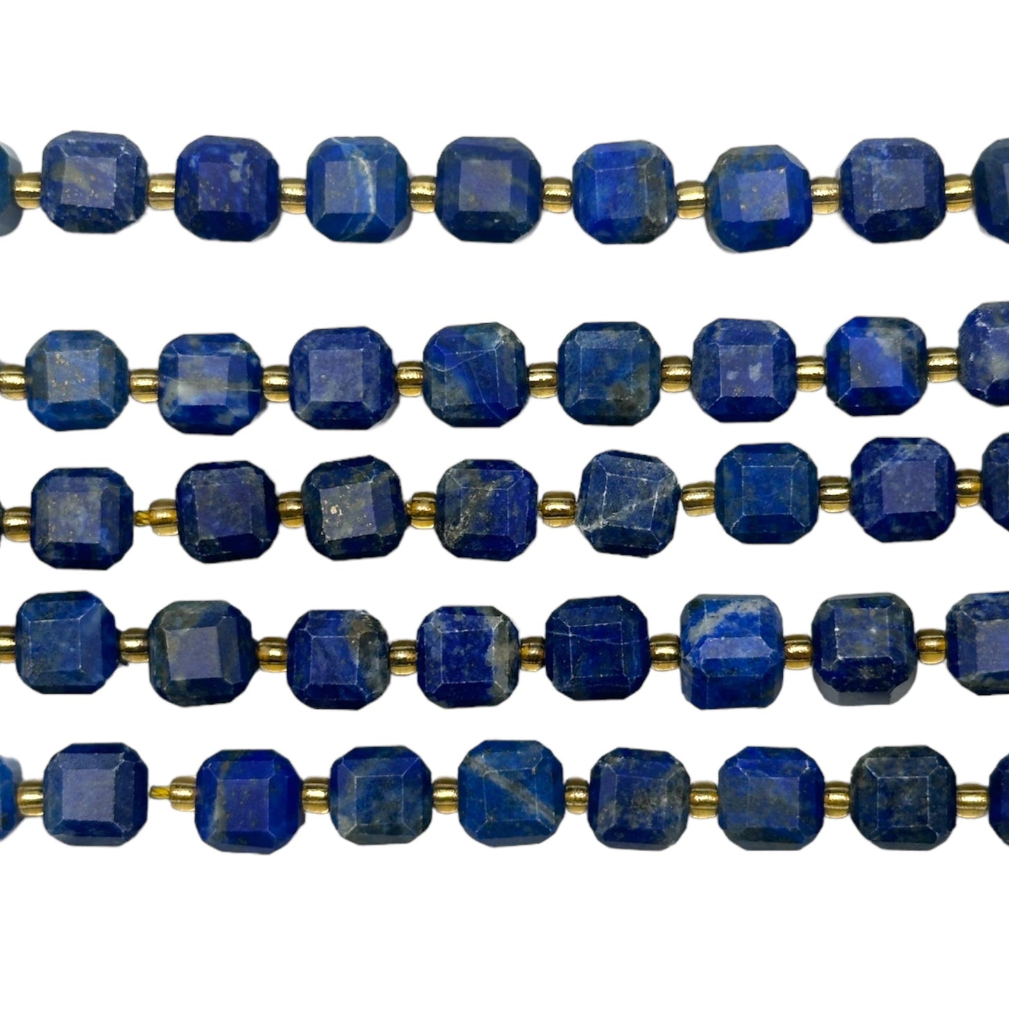 Fil Lapis-lazuli cube facetté 8x8 mm - Foliesbijoux