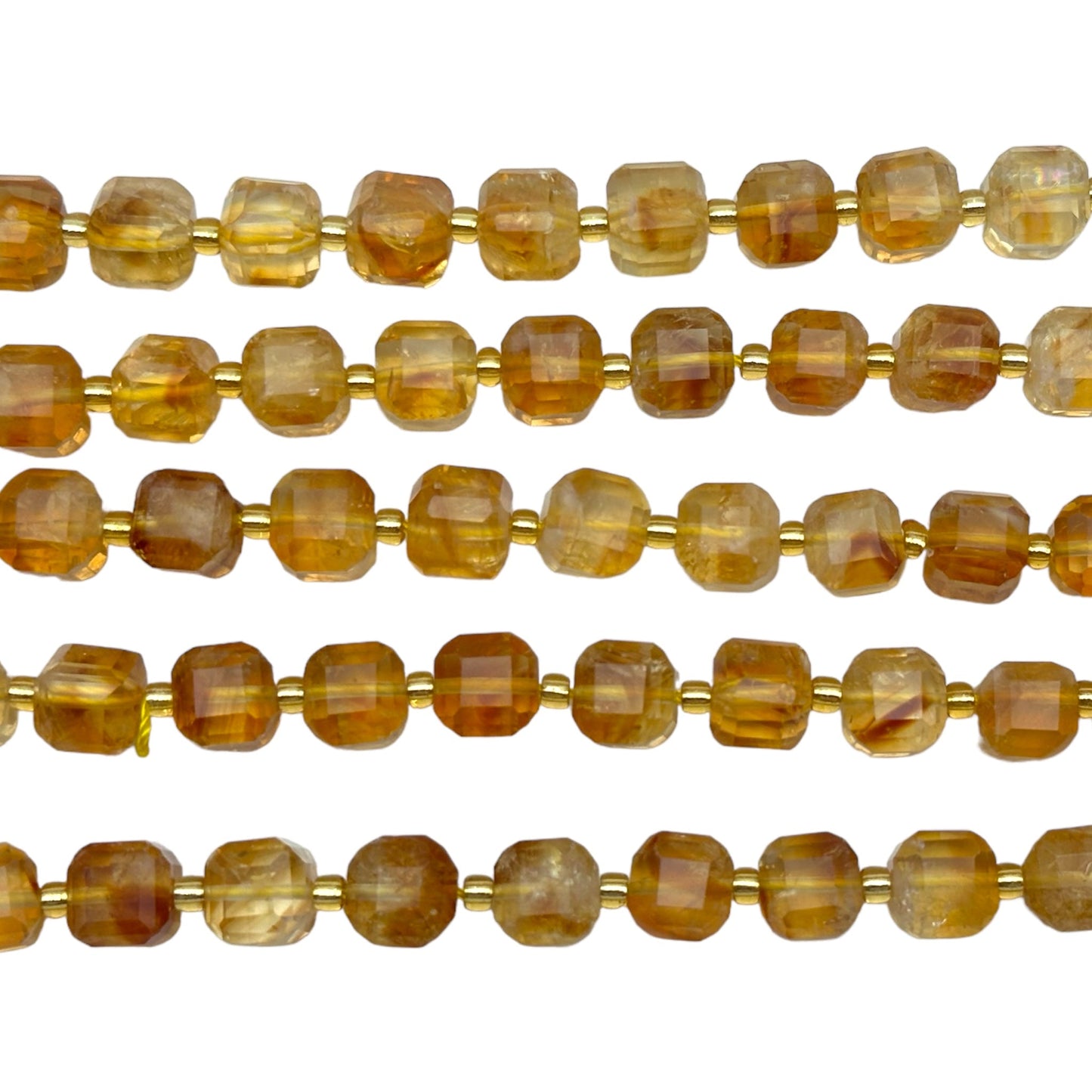 Fil Citrine chauffée A cube facetté 8x8 mm - Foliesbijoux