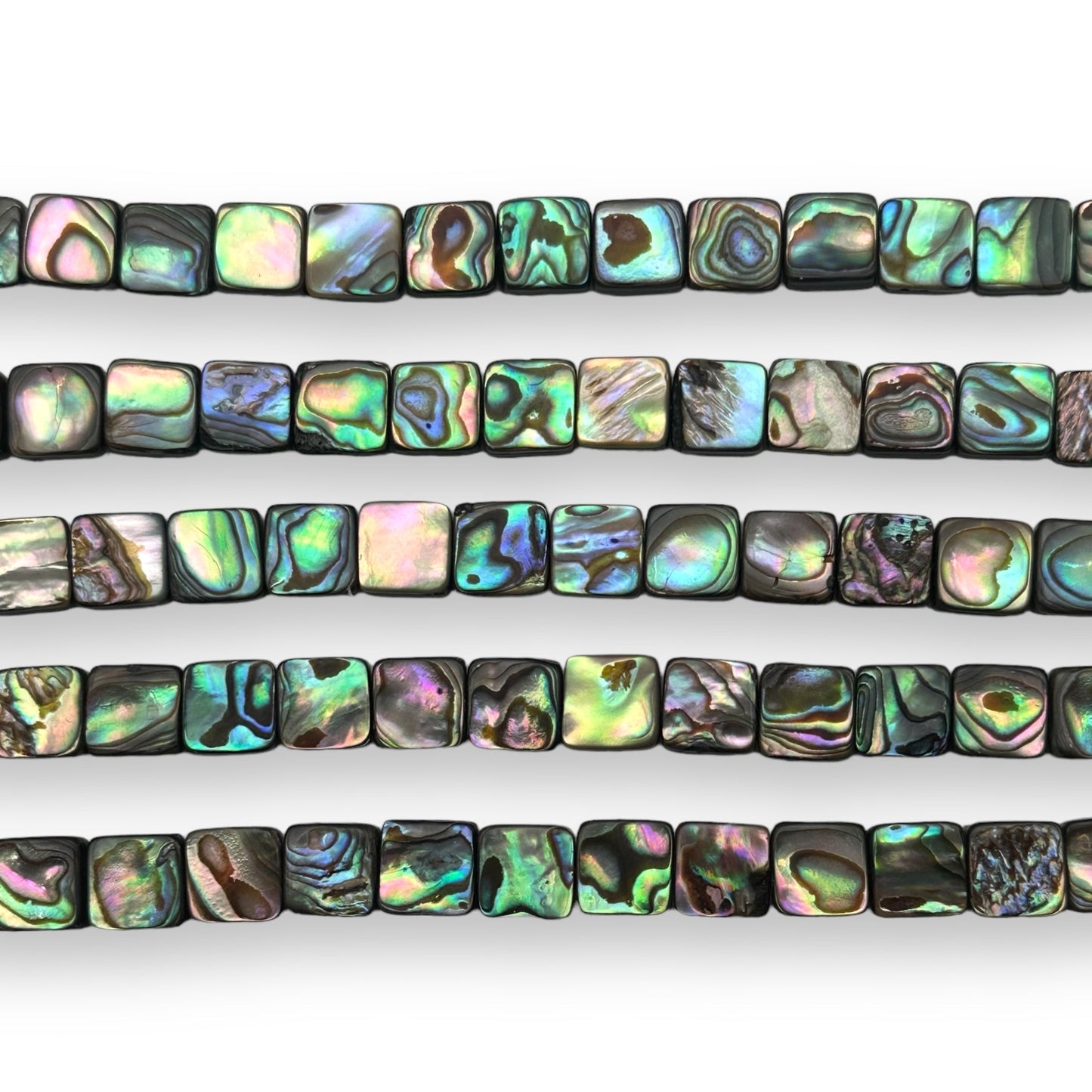 Fil de perles nacre abalone carré 8x8 mm A - Foliesbijoux