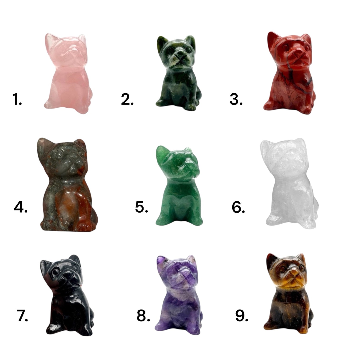 Figurine chien bulldog 3x5 cm (9 pierres disponible)