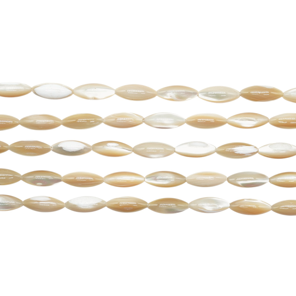 Golden oval elongated mother-of-pearl bead 5x12 mm