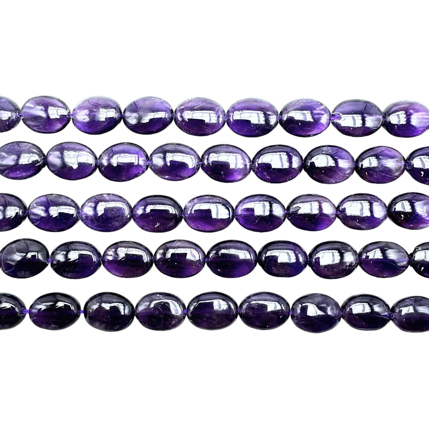 Fil de perle ovale en amethyste AA+ - Foliesbijoux