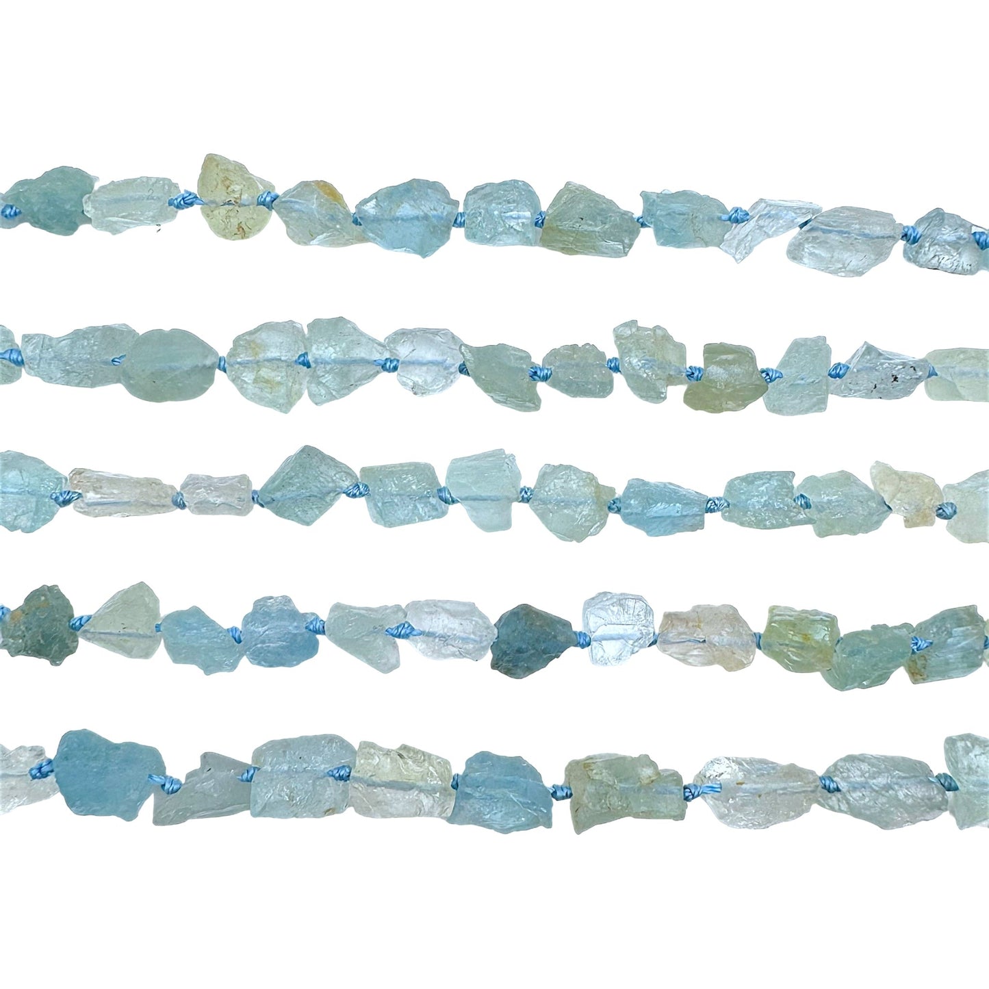 Fil pierre brutes en Aigue marine 7x11 mm - Foliesbijoux