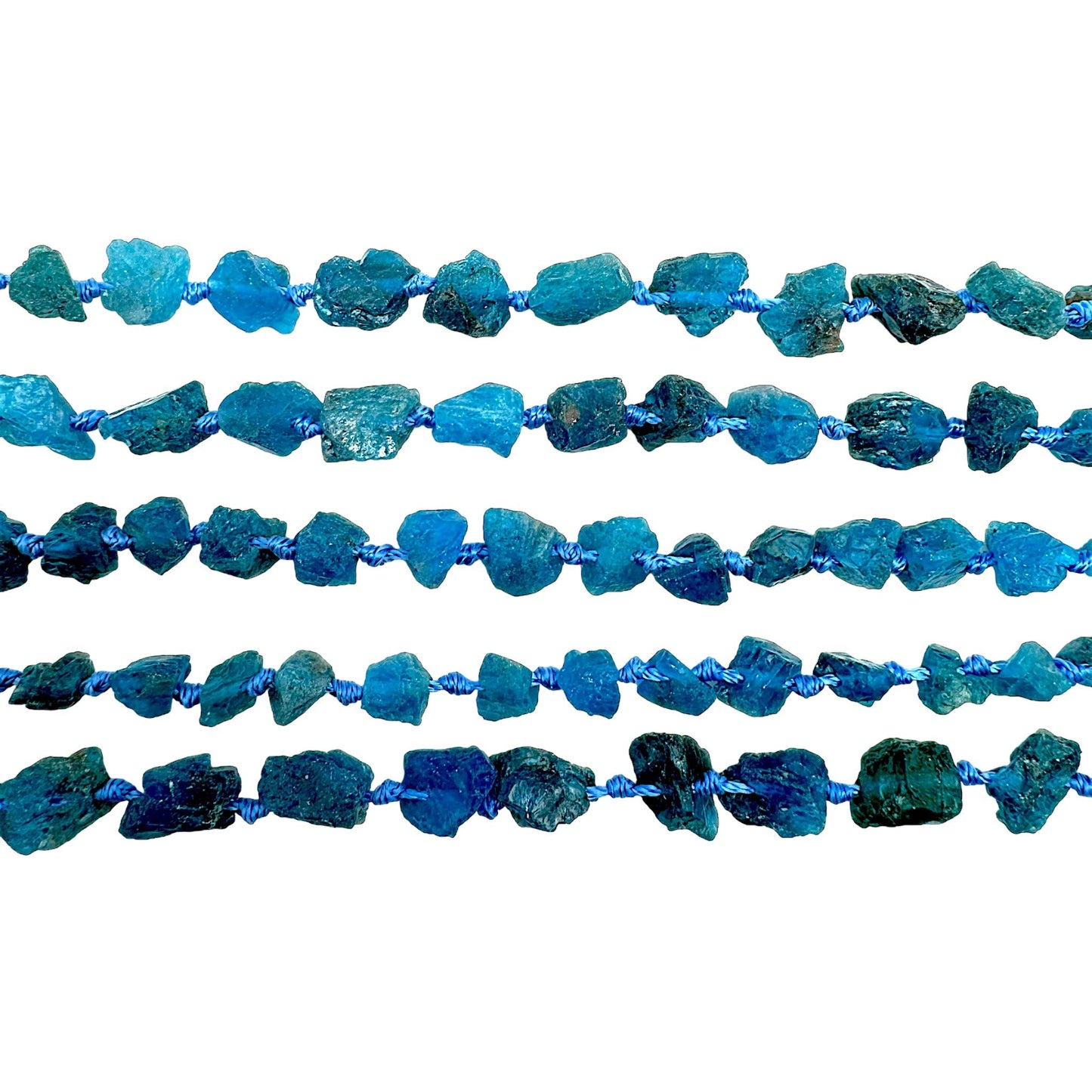 Fil pierre brutes en Apatite bleue 6-8 mm - Foliesbijoux